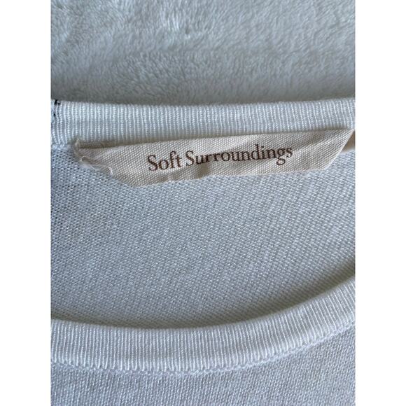 Soft Surroundings White Tunic Shirt Top Long‎ Sleeves Large Zipper Statement - Picture 8 of 14